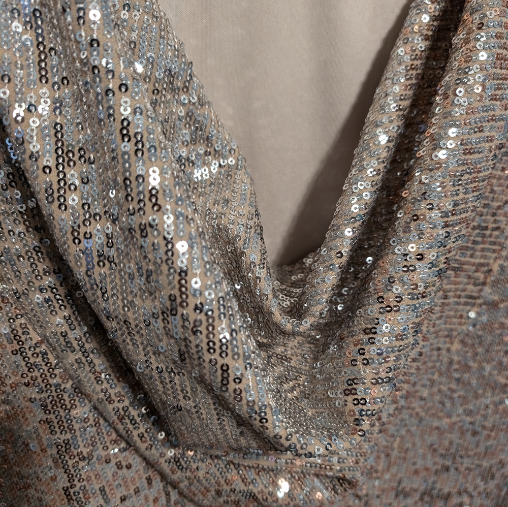Calvin Klein Shimmering Gold Sequin Midi Dress - Picture 9 of 9